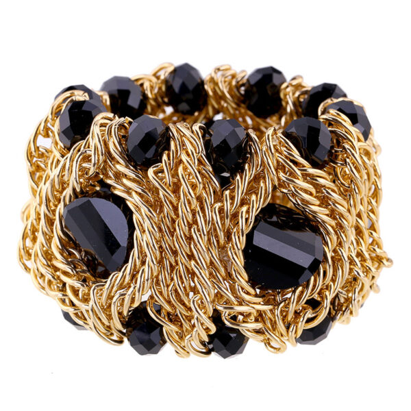 Handmade Aluminum Zipper Woven Gemstone Crystal Glass Bracelet - Image 10