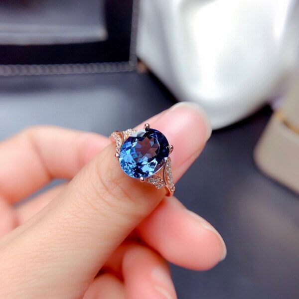 Blue Crystal Topaz Zircon Diamonds Gemstones Pendant Necklace - Image 5