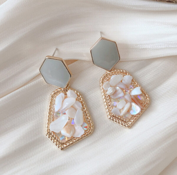 S925 silver needle Earrings inlaid with gemstones and stones - Image 4