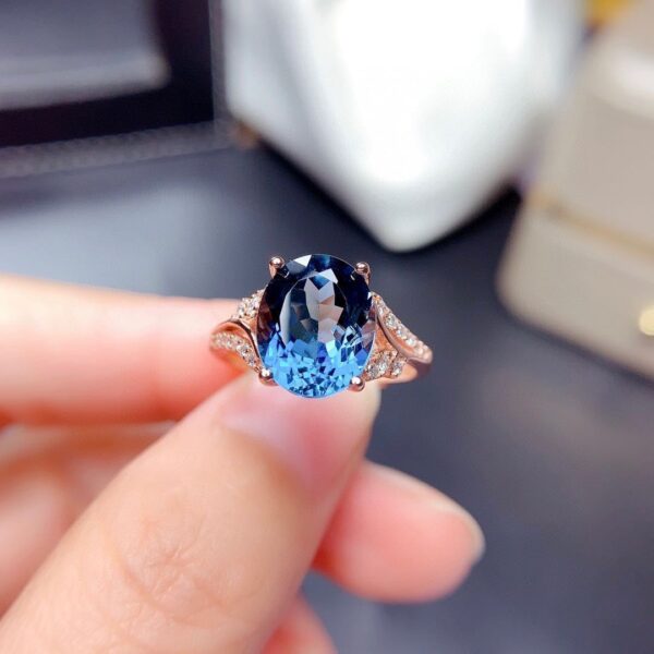 Blue Crystal Topaz Zircon Diamonds Gemstones Pendant Necklace - Image 4