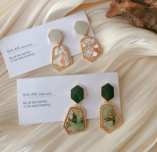 S925 silver needle Earrings inlaid with gemstones and stones - Image 5