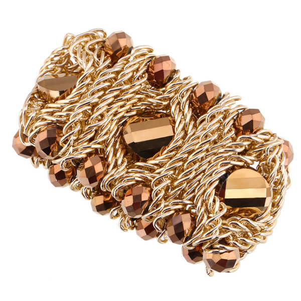 Handmade Aluminum Zipper Woven Gemstone Crystal Glass Bracelet - Image 3