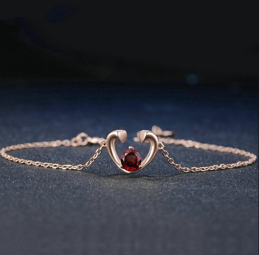 Natural Garnet Round Delicate Gemstone Bracelet - Image 3