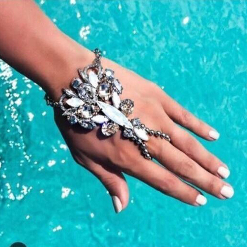 Alloy Inlaid Gemstone Bracelet Exaggerated Punk Personality Bracelet