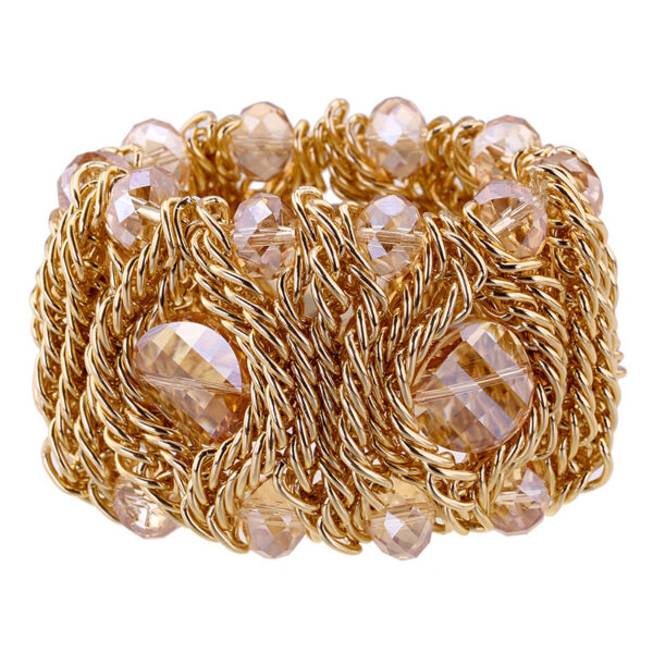 Handmade Aluminum Zipper Woven Gemstone Crystal Glass Bracelet - Image 7