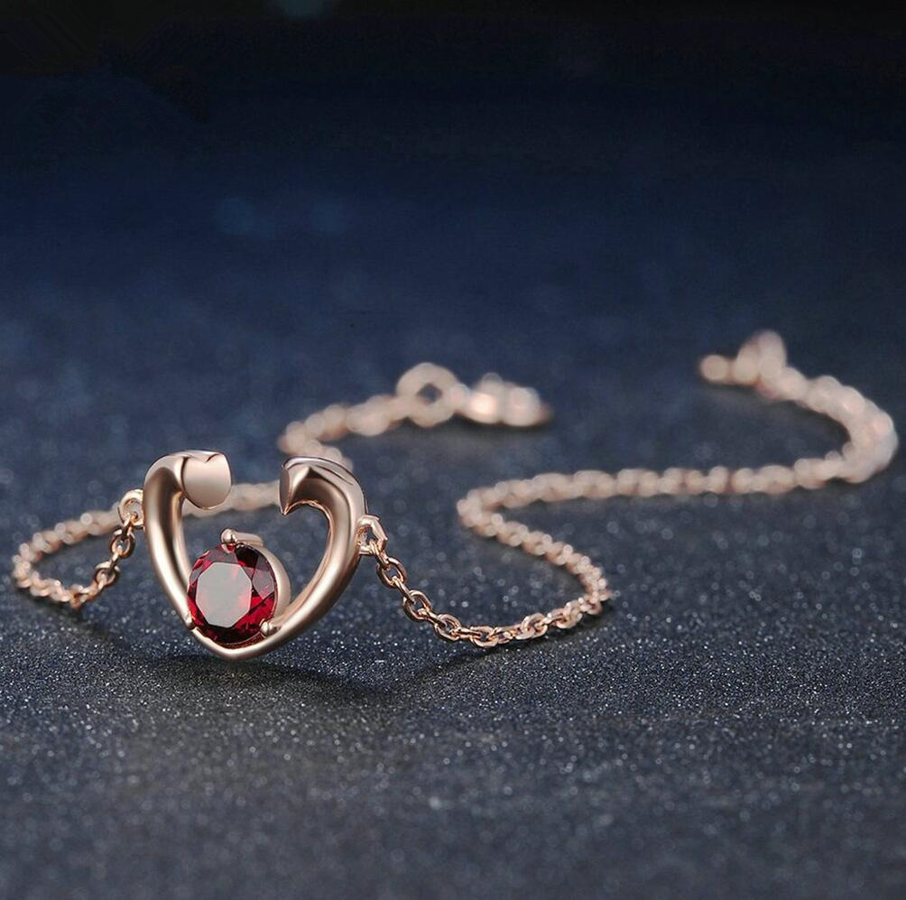 Natural Garnet Round Delicate Gemstone Bracelet - Image 2