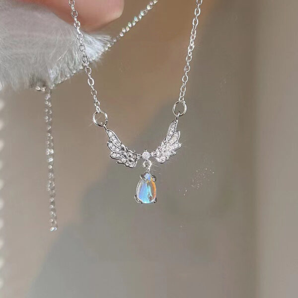 Angel Wings Crystal Pendant Necklace - Elegant Heart Choker for Women - Image 2