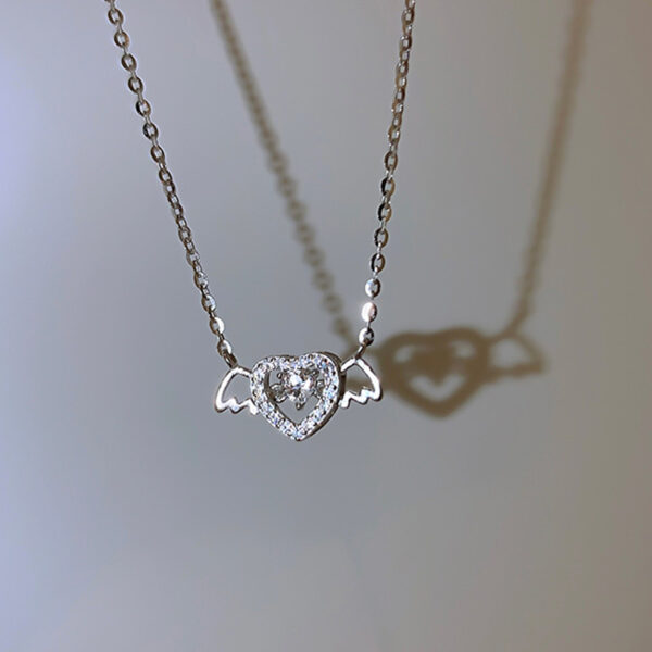 Angel Wings Crystal Pendant Necklace - Elegant Heart Choker for Women - Image 6