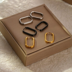 Three-dimensional Fashion Geometric Oval Stainless Steel Earrings