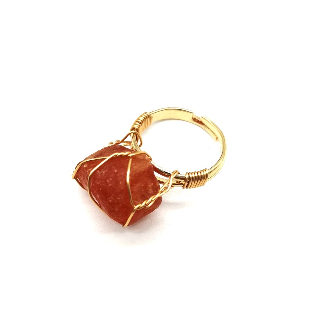 Personality Hand Wrapped Rough Stone Agate Ring - Image 4