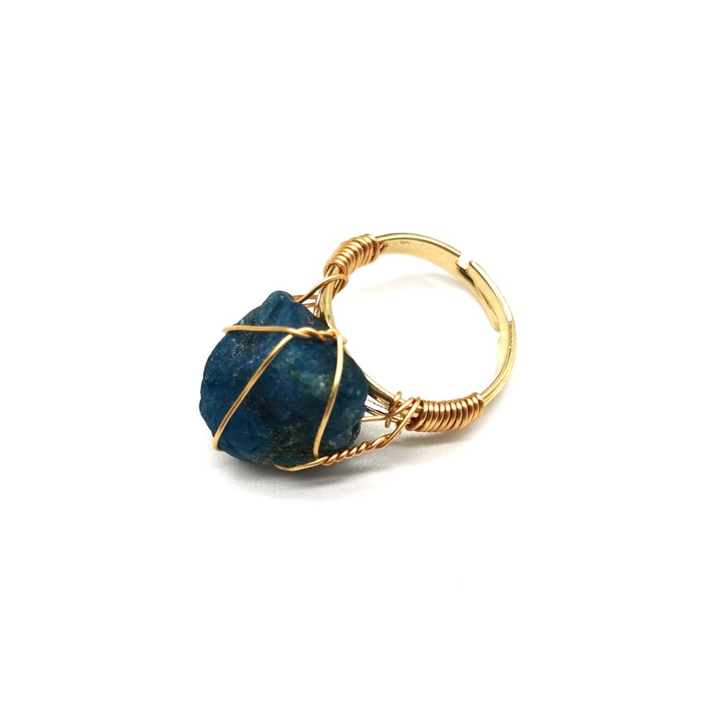 Personality Hand Wrapped Rough Stone Agate Ring - Image 8
