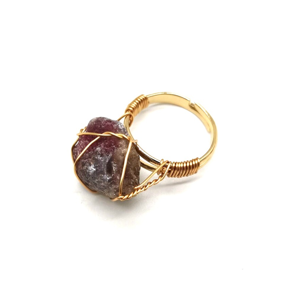 Personality Hand Wrapped Rough Stone Agate Ring - Image 7