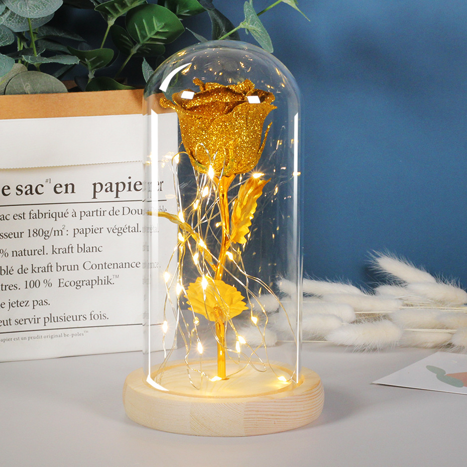 Valentines Day Gift For Girlfriend Eternal Rose Flowers LED Light In Glass Cover Day Wedding Decoration Favors Mother Day Female Gift Gift - Image 3