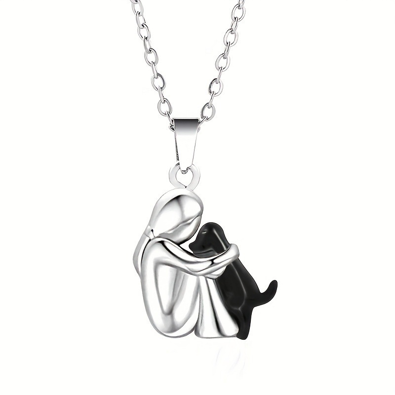 Fashion Little Girl And Dog Hug Necklace - Image 9