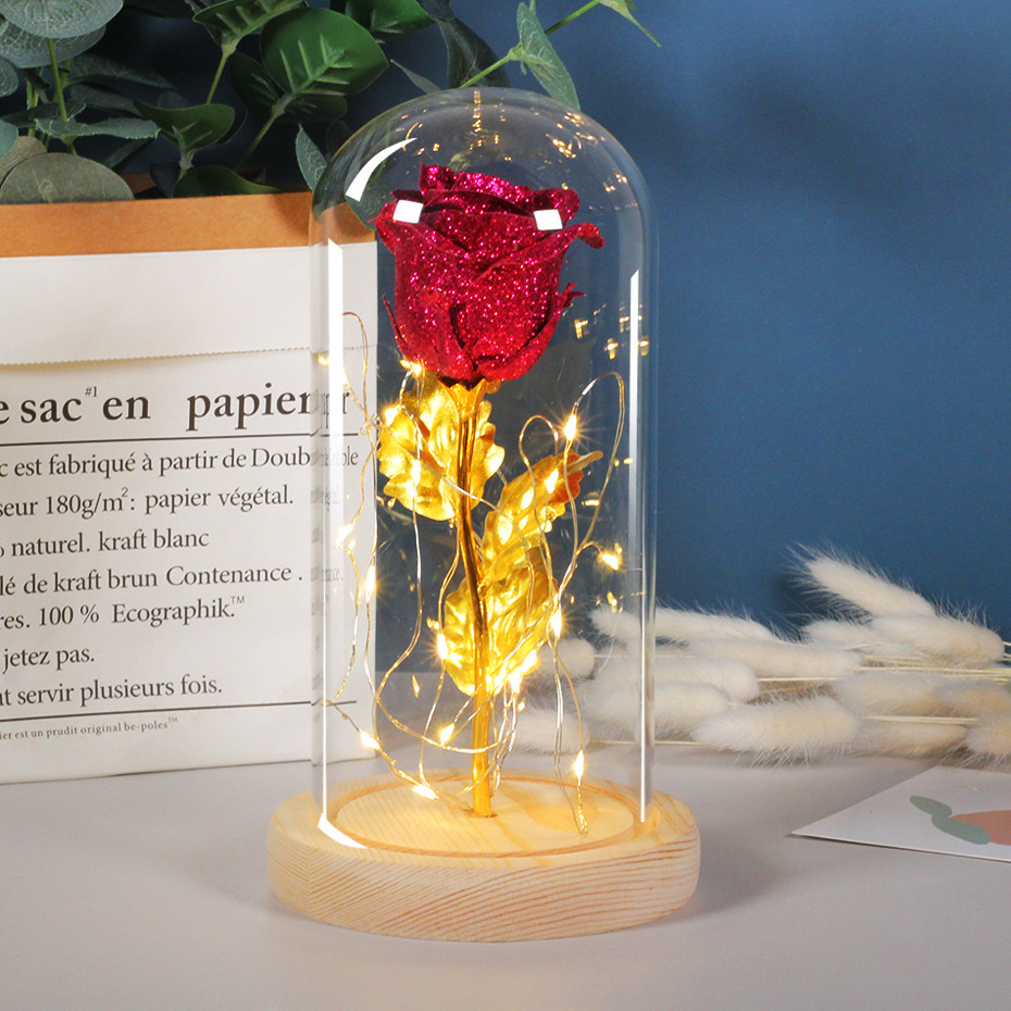 Valentines Day Gift For Girlfriend Eternal Rose Flowers LED Light In Glass Cover Day Wedding Decoration Favors Mother Day Female Gift Gift - Image 4
