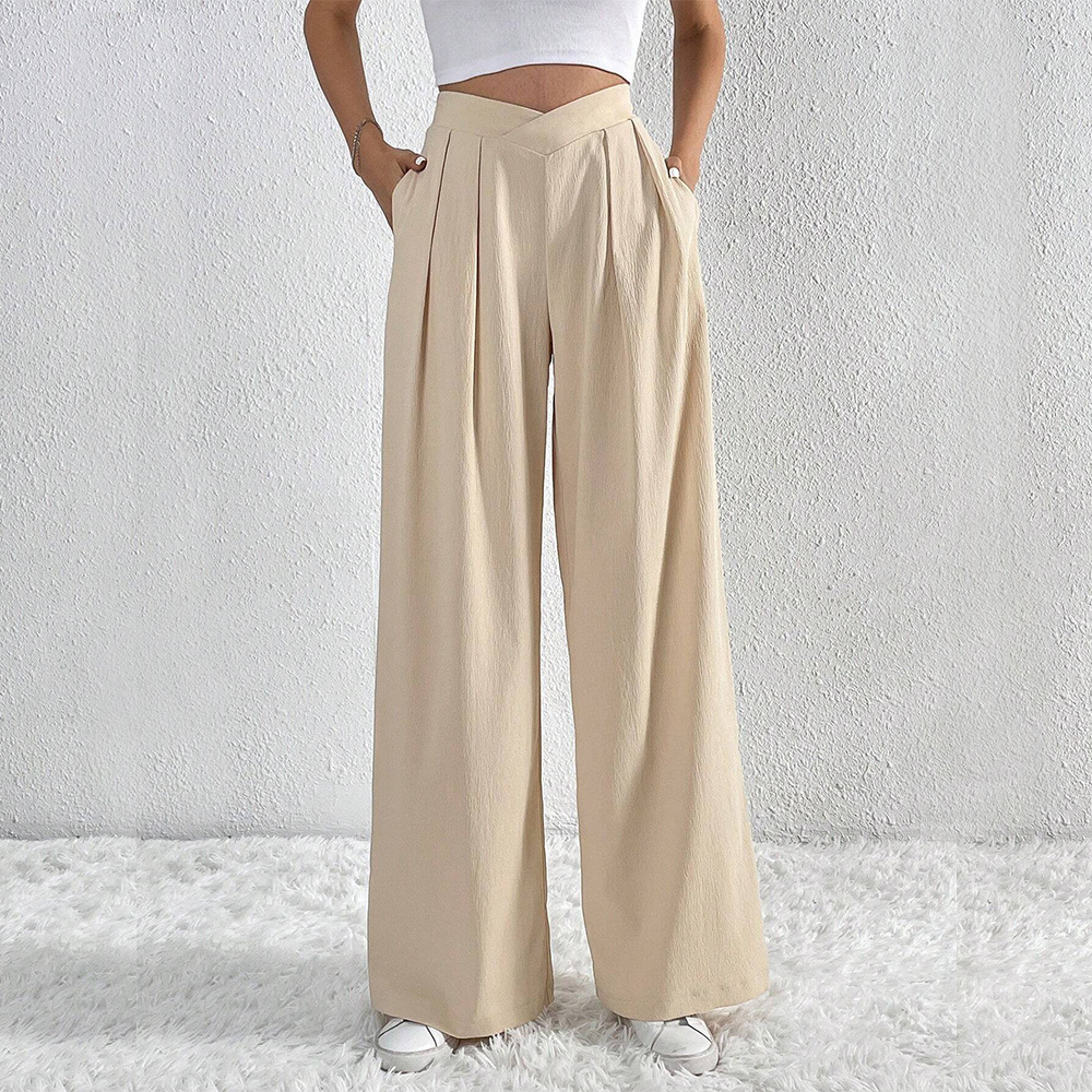 Summer New Solid Color Pleated Casual Wide-leg Pants Loose Casual Women's Commuting Versatile Style Comfortable TrousersS - Image 6