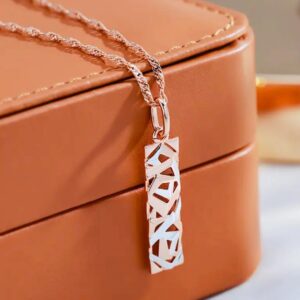 Hollow Carved Two-color Hanging Tag Pendant Chain