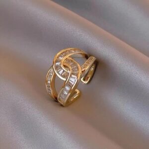 Diamond Double C Open Ring Zircon Index Finger Ring