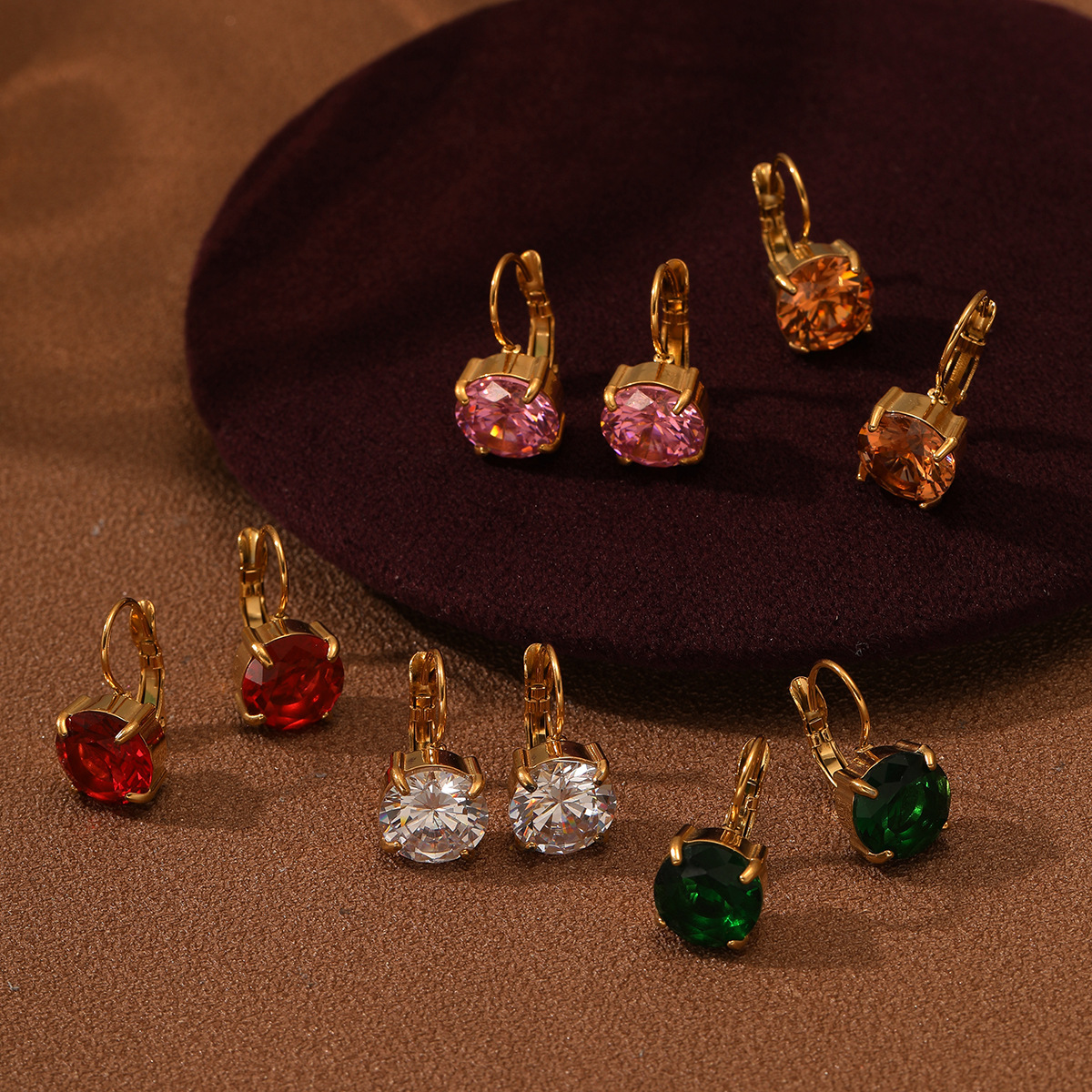 Fashionable Simple Four-claw Single Diamond Stainless Steel Women's All-match High-grade Earrings