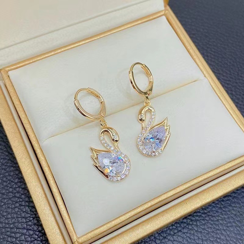 Sweet Rhinestone Swan Earrings Ins Fashion Earrings For Women Jewelry - Image 5