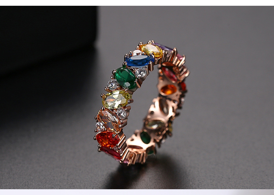 European And American Fashion Color Zircon Ladies Ring - Image 3