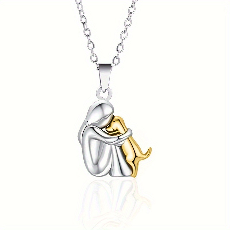 Fashion Little Girl And Dog Hug Necklace - Image 5