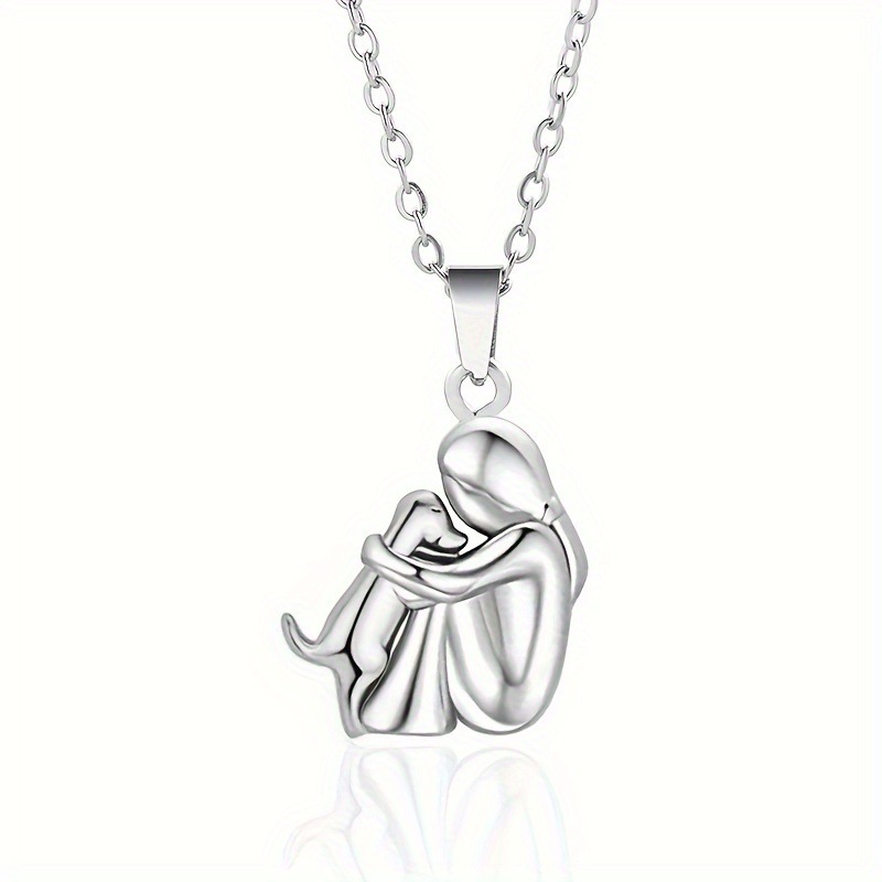 Fashion Little Girl And Dog Hug Necklace - Image 6