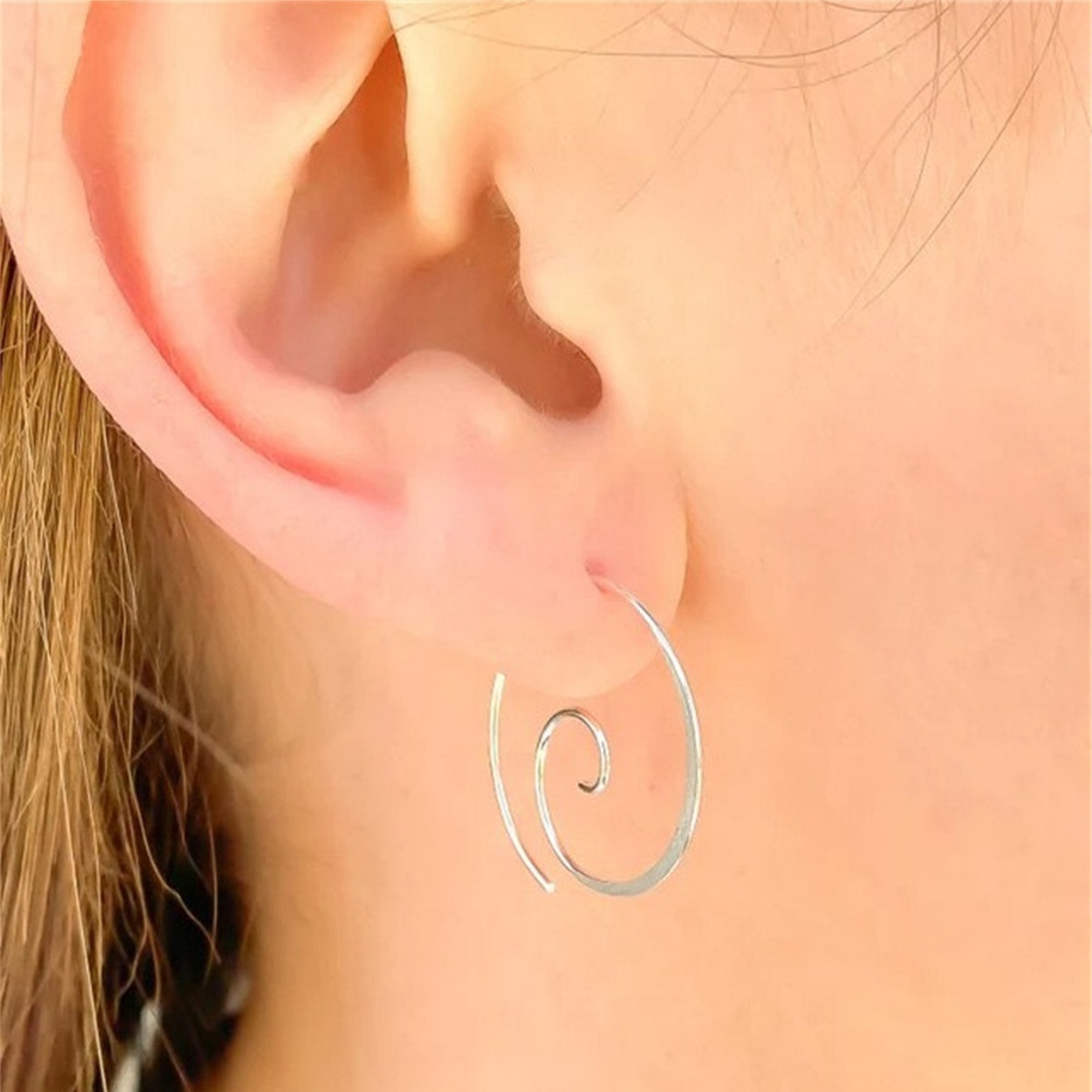 Wave Ripple Copper Earrings Personality Simple - Image 4