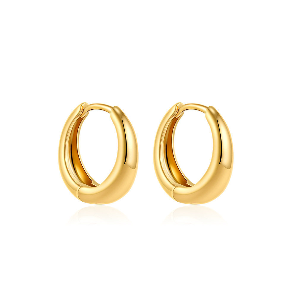 Women's 18K Gold Glossy And Simple Earrings - Image 5