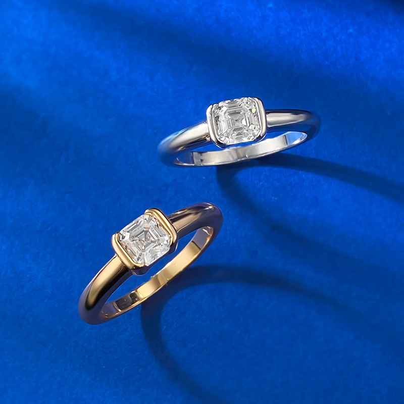 Asche Pagoda Cut White Diamond Cube Sugar Ring Female Ins - Image 4