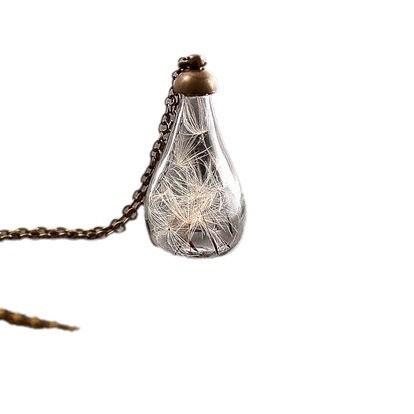 Vintage Handmade Fashion Dandelion Seed Glass Necklace - Image 5