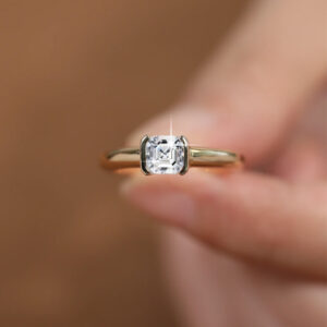 Asche Pagoda Cut White Diamond Cube Sugar Ring Female Ins