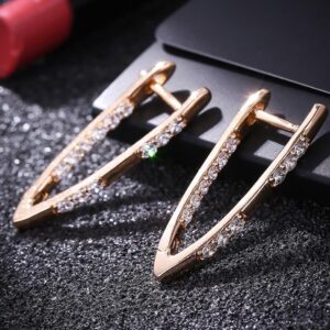 Classic Fashionable Rose Gold Inlaid Shiny Zircon Earrings
