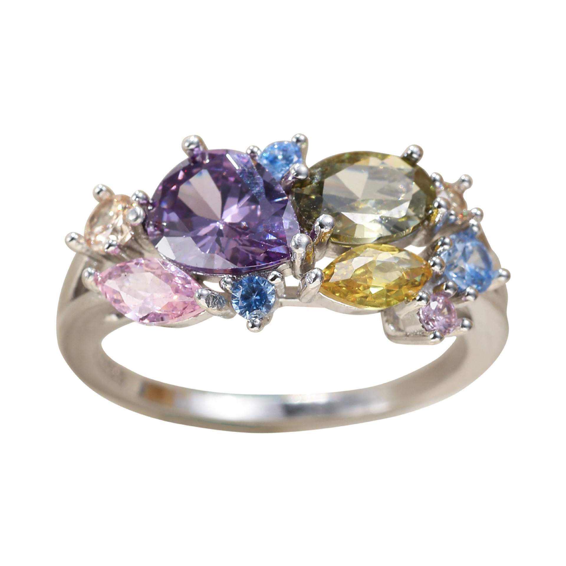 S25 Sterling Silver Dopamine Colorful Flower Zircon High Luxury Magic Color Ring - Image 4