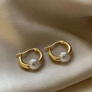 Mild Luxury Retro Round Pearl Metallic Earrings