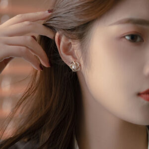 Women's Diamond Rose Pearl Earrings New Niche