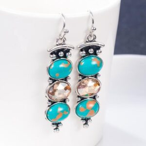 Fashion Creative Plated S925 Vintage Thai Silver Turquoise Earrings