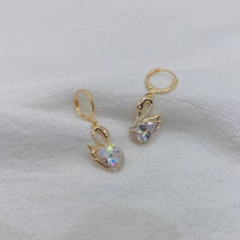 Sweet Rhinestone Swan Earrings Ins Fashion Earrings For Women Jewelry - Image 4