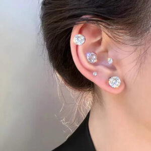 Women's Fashion Zircon Round Cake Earrings