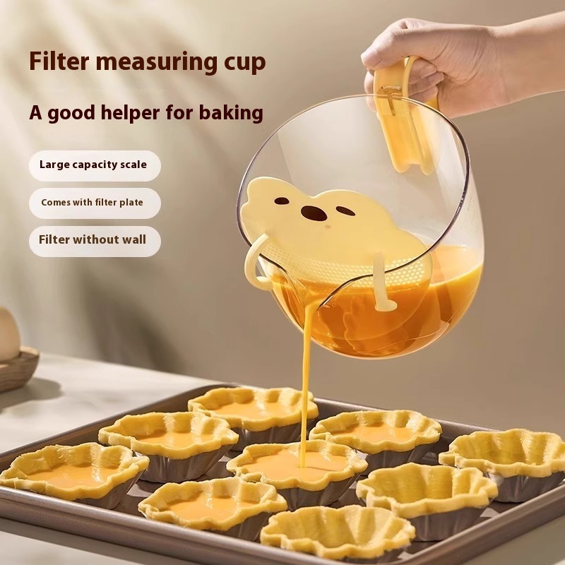 Cartoon Filter Measuring Cup With Scale Food Grade Multifunctional Egg Beater - Image 3