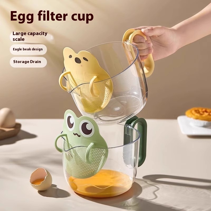 Cartoon Filter Measuring Cup With Scale Food Grade Multifunctional Egg Beater - Image 4