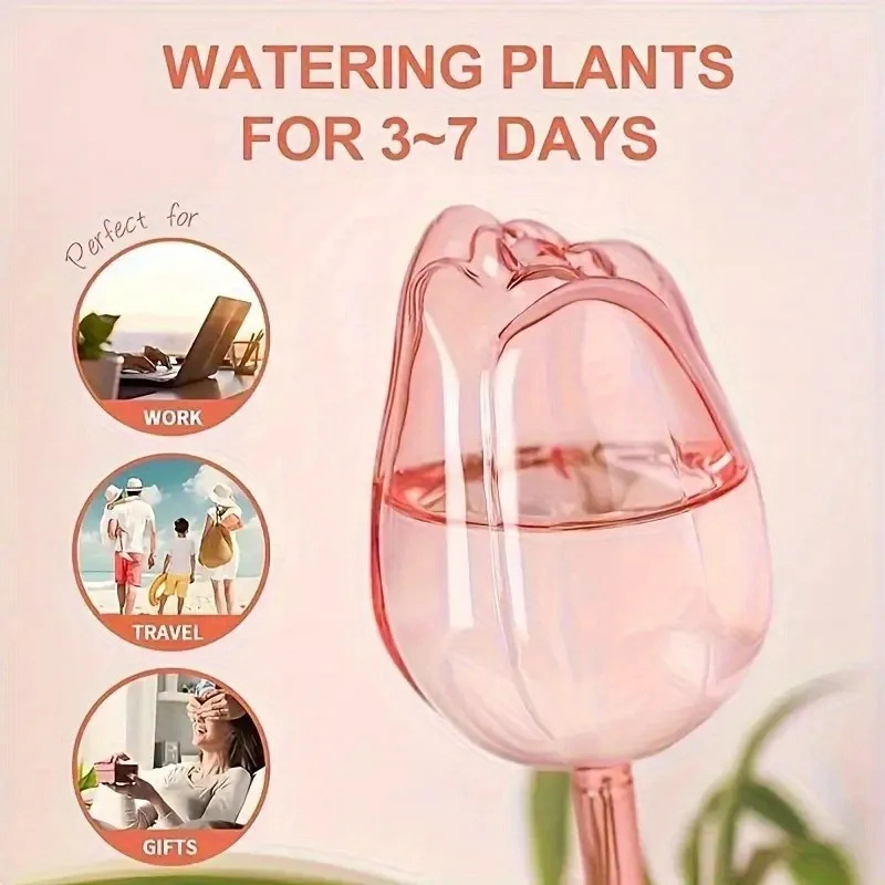 Pink Tulip Plant Watering Balls Suitable For Indoor And Outdoor Plants Automatic Plant Drippers Automatic Watering