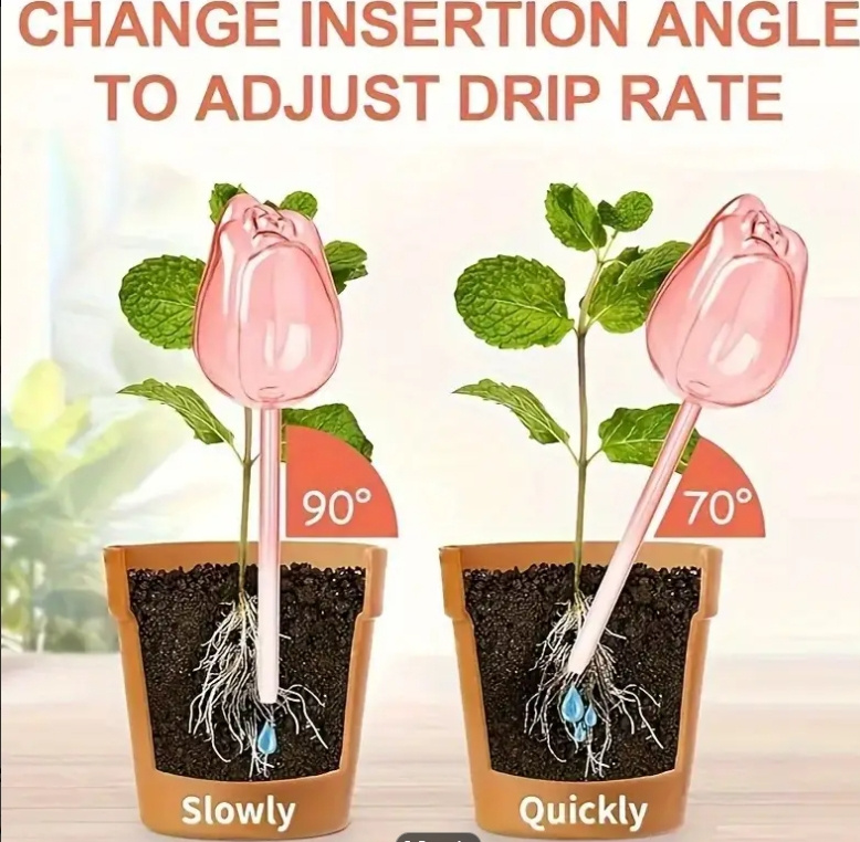 Pink Tulip Plant Watering Balls Suitable For Indoor And Outdoor Plants Automatic Plant Drippers Automatic Watering - Image 3